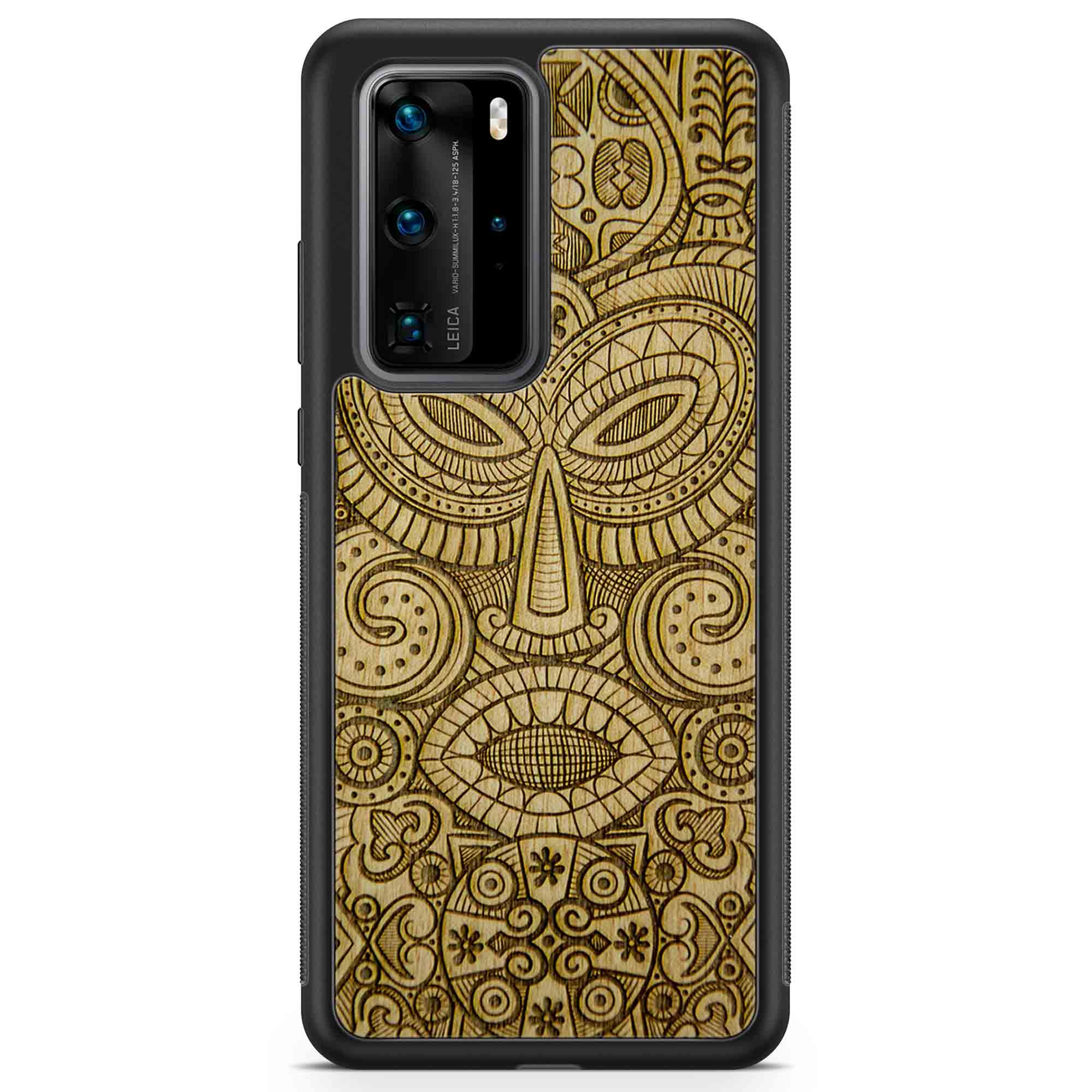 Tribal Mask Huawei P40 Pro Wood Phone Case