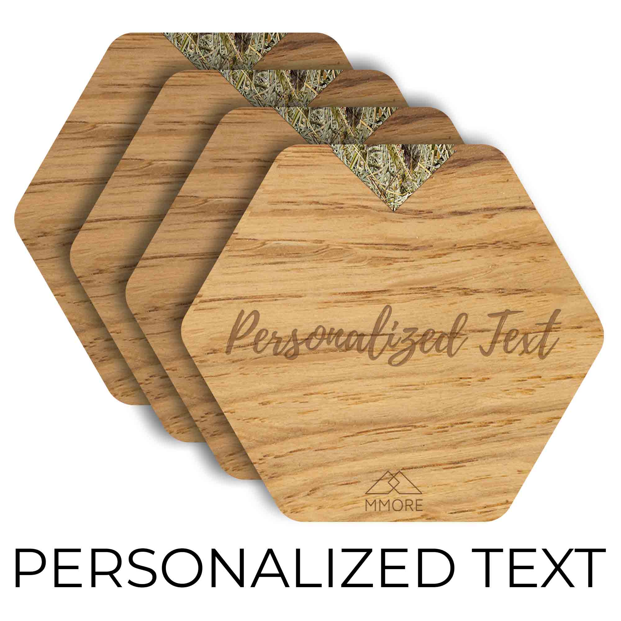 PERSONALISIERTE Holzuntersetzer - Eiche / Set mit 4 Untersetzern Hauptbild
