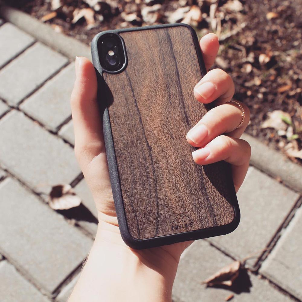 All Natural Ziricote Wood Phone Case in Hands