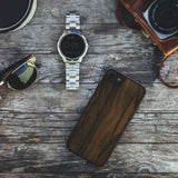 Wooden Ziricote Phone Case Flatlay