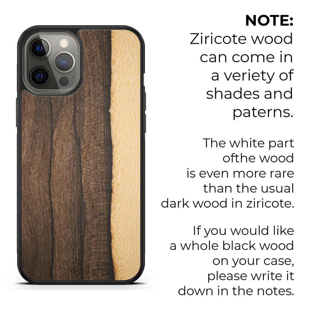 Zweifarbige seltene Handyhülle aus Zirikote-Holz