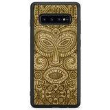 Custodia in legno per telefono Samsung S10 maschera tribale