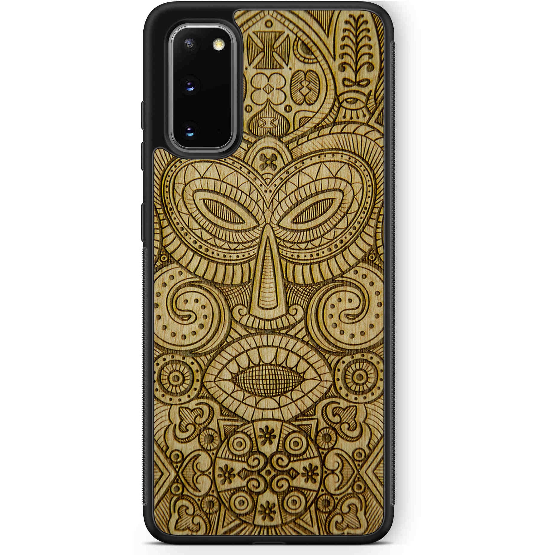 Tribal Mask Samsung S20 Carcasa de madera para teléfono