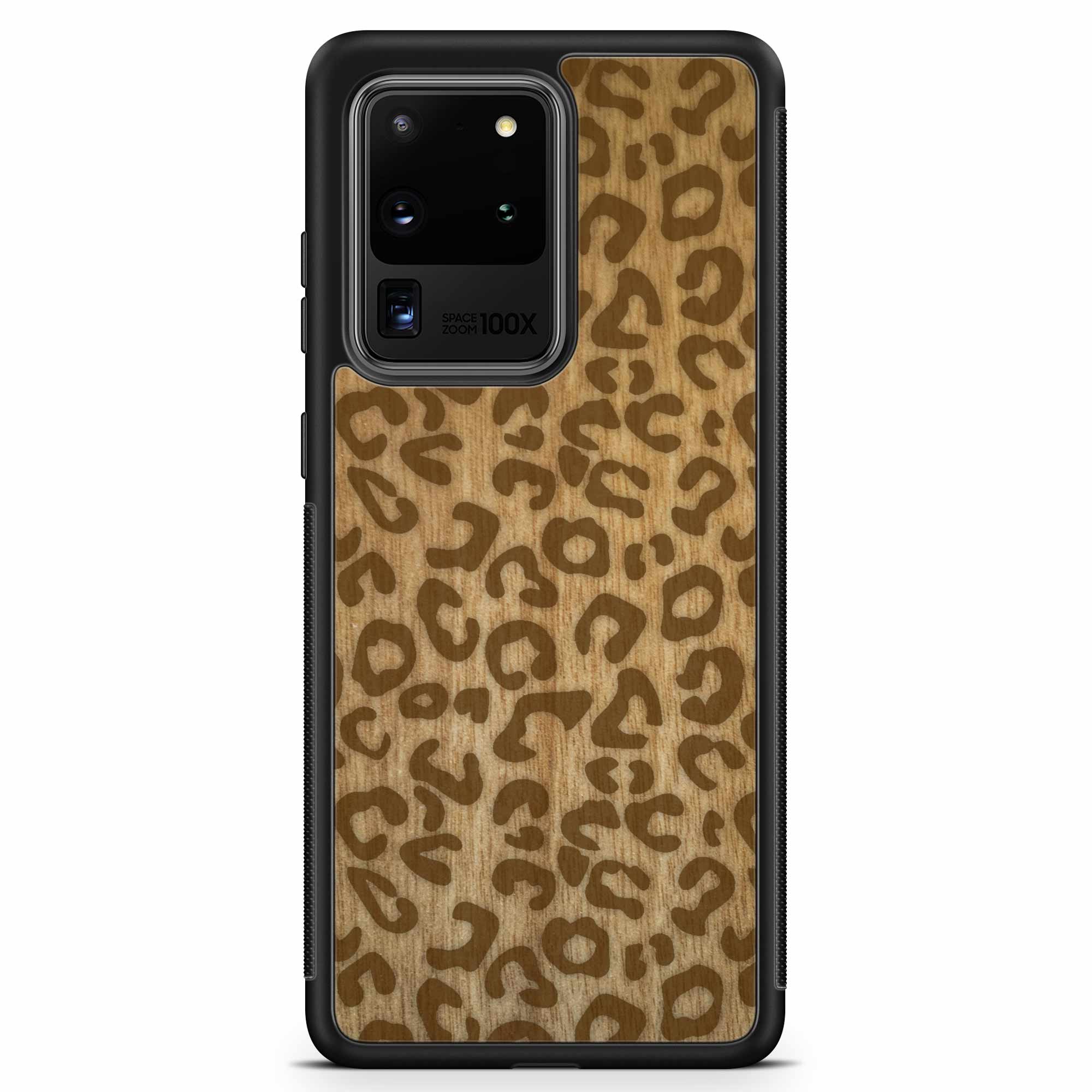 Samsung S20 Ultra Holz Handyhülle mit Cheetah-Print