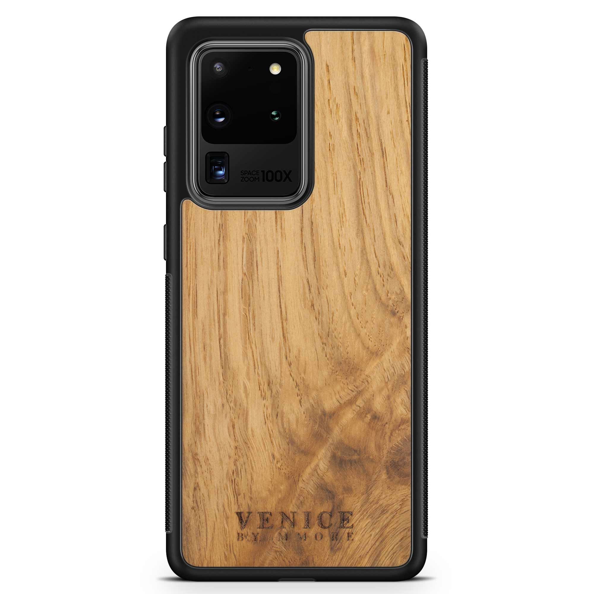 Samsung S20 Ultra Holz Handyhülle mit Venedig Schriftzug