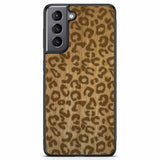 Samsung S21 Holz Handyhülle mit Gepard-Print