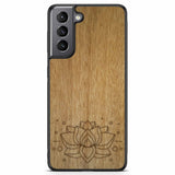 Carcasa de madera para teléfono con grabado Lotus Samsung S21