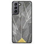 Samsung Galaxy S21 Black Frame Skeleton Leaves Phone Case