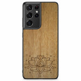 Gravierte Lotus Samsung S21 Ultra Holz Handyhülle