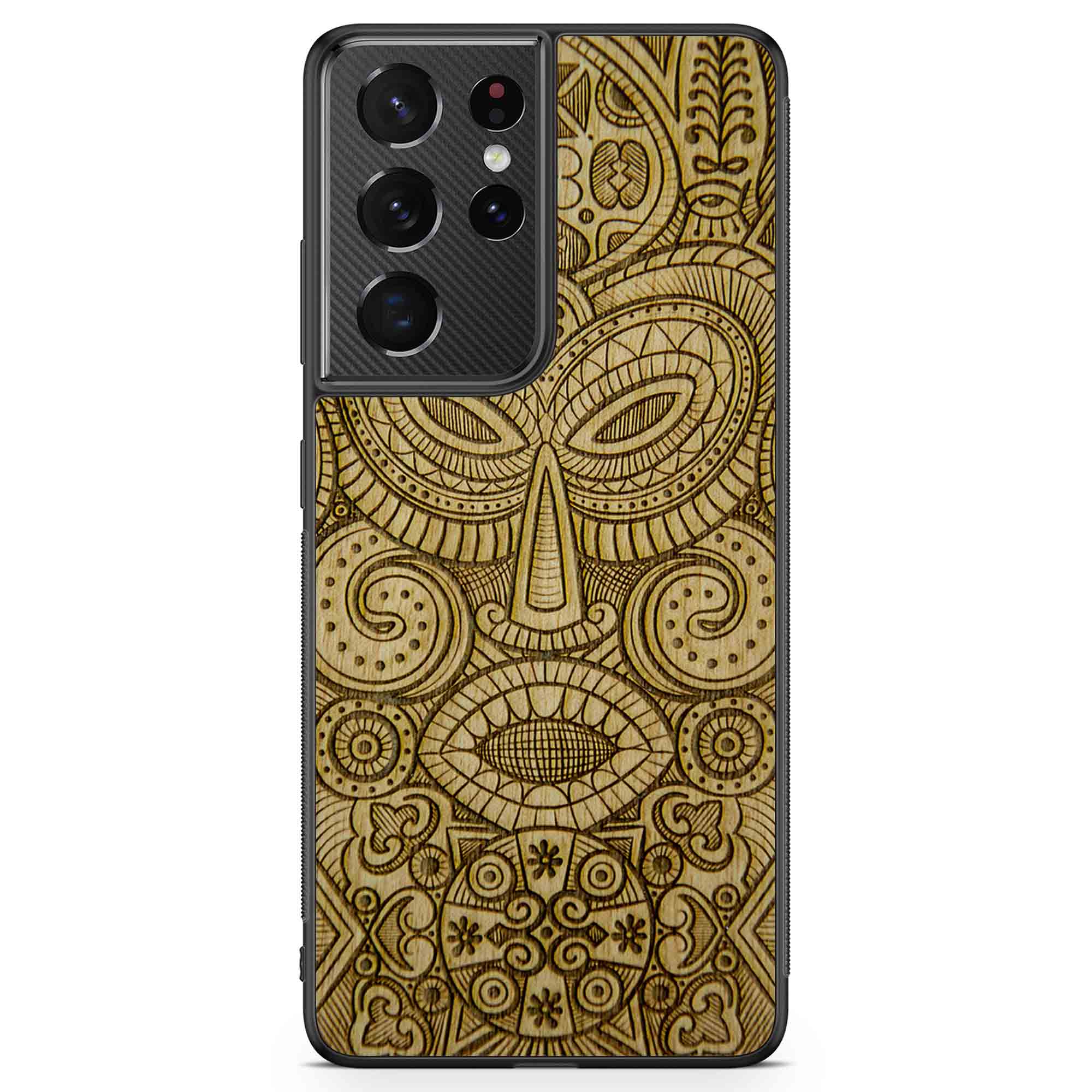 Tribal Mask Coque Samsung S21 Ultra Wood
