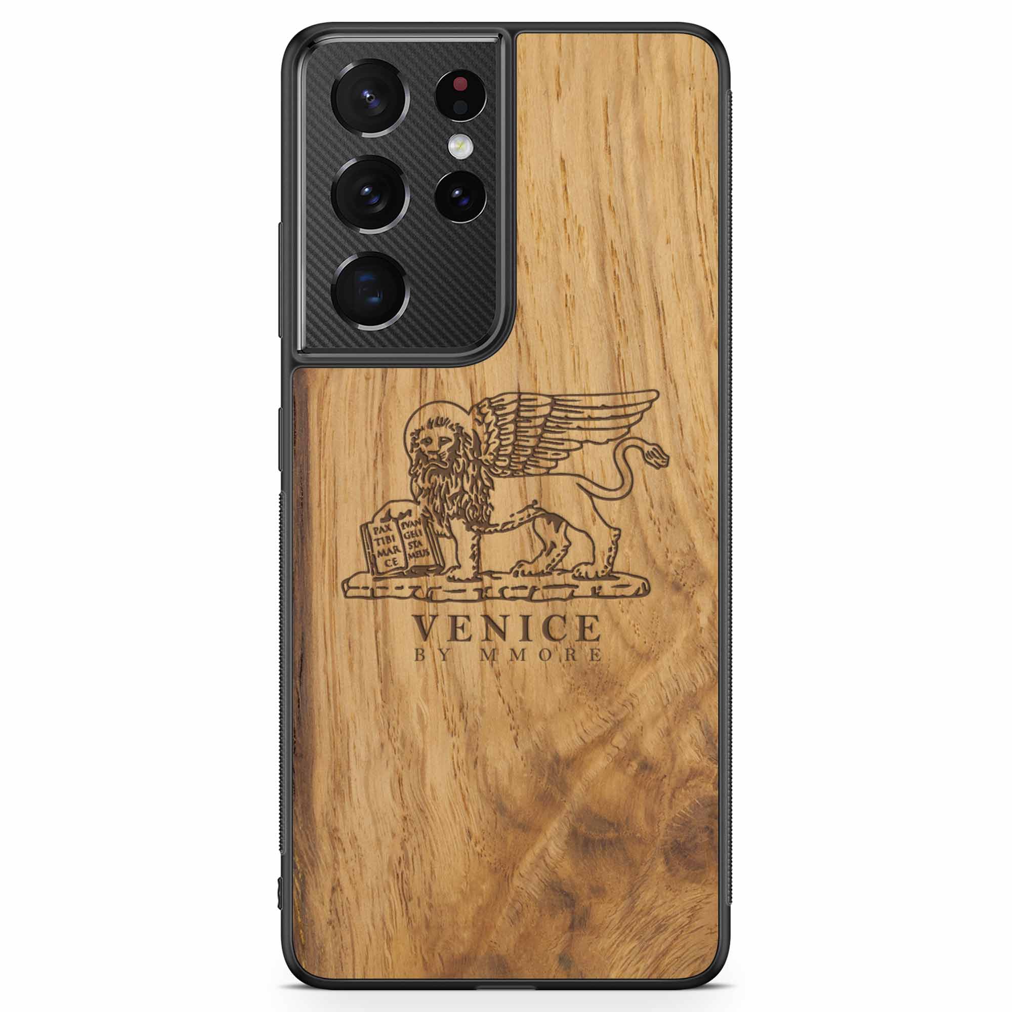 Estuche para teléfono de madera ultra antigua Venice Lion para Samsung S21