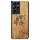 Estuche para teléfono de madera ultra antigua Venice Lion para Samsung S21