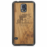 Custodia in legno antico per Samsung S5 con leone di Venezia