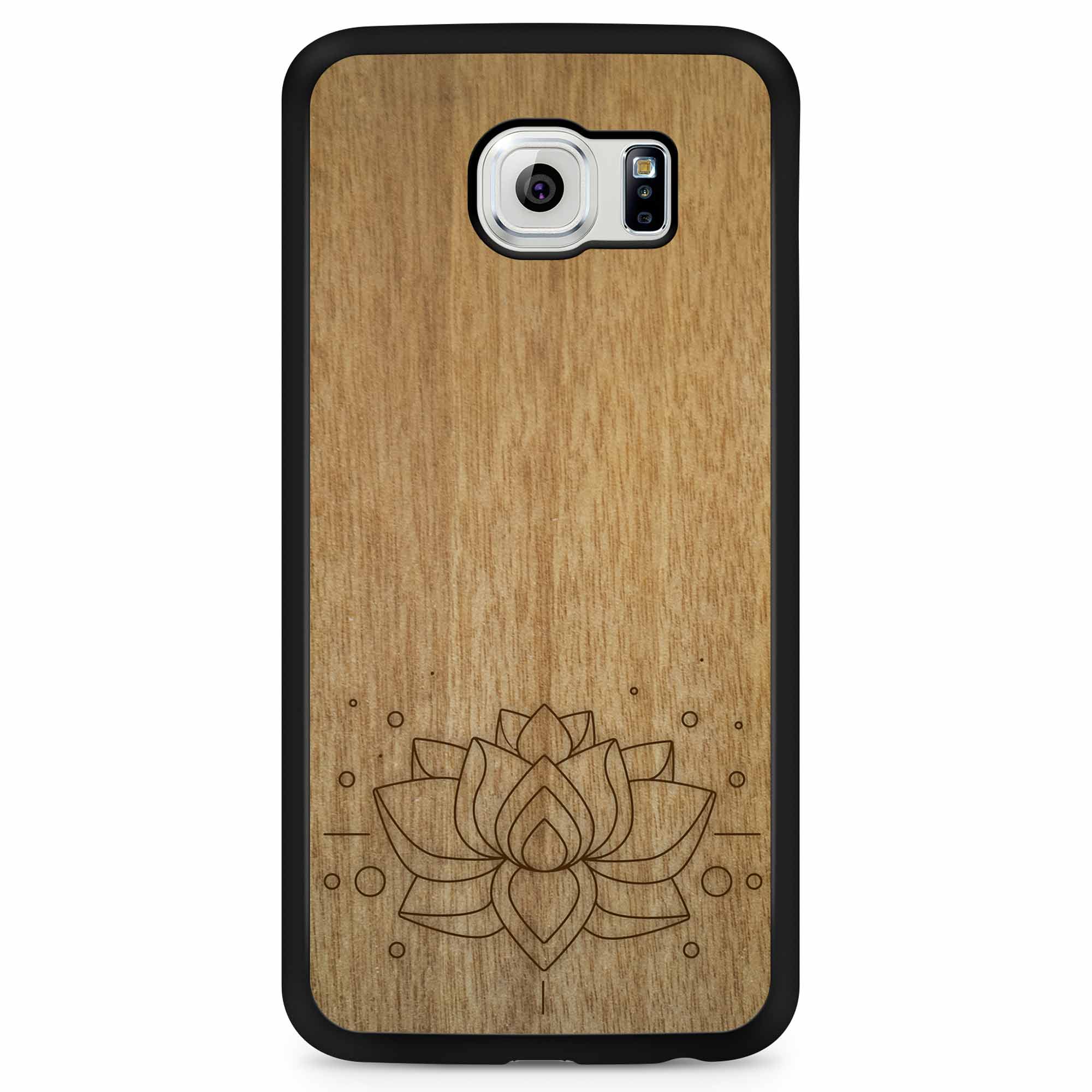 Деревянный чехол для телефона Samsung S6 с гравировкой Lotus