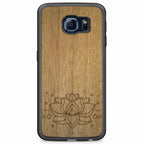 Engraved Lotus Samsung S6 Edge Wood Phone Case