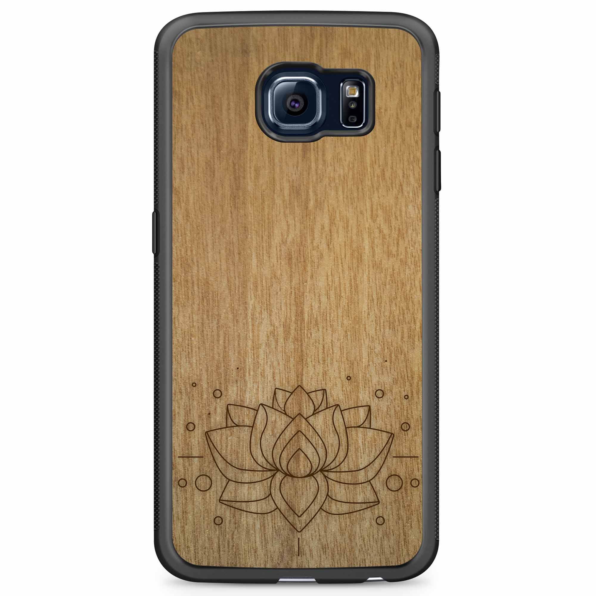 Engraved Lotus Samsung S6 Edge Wood Phone Case