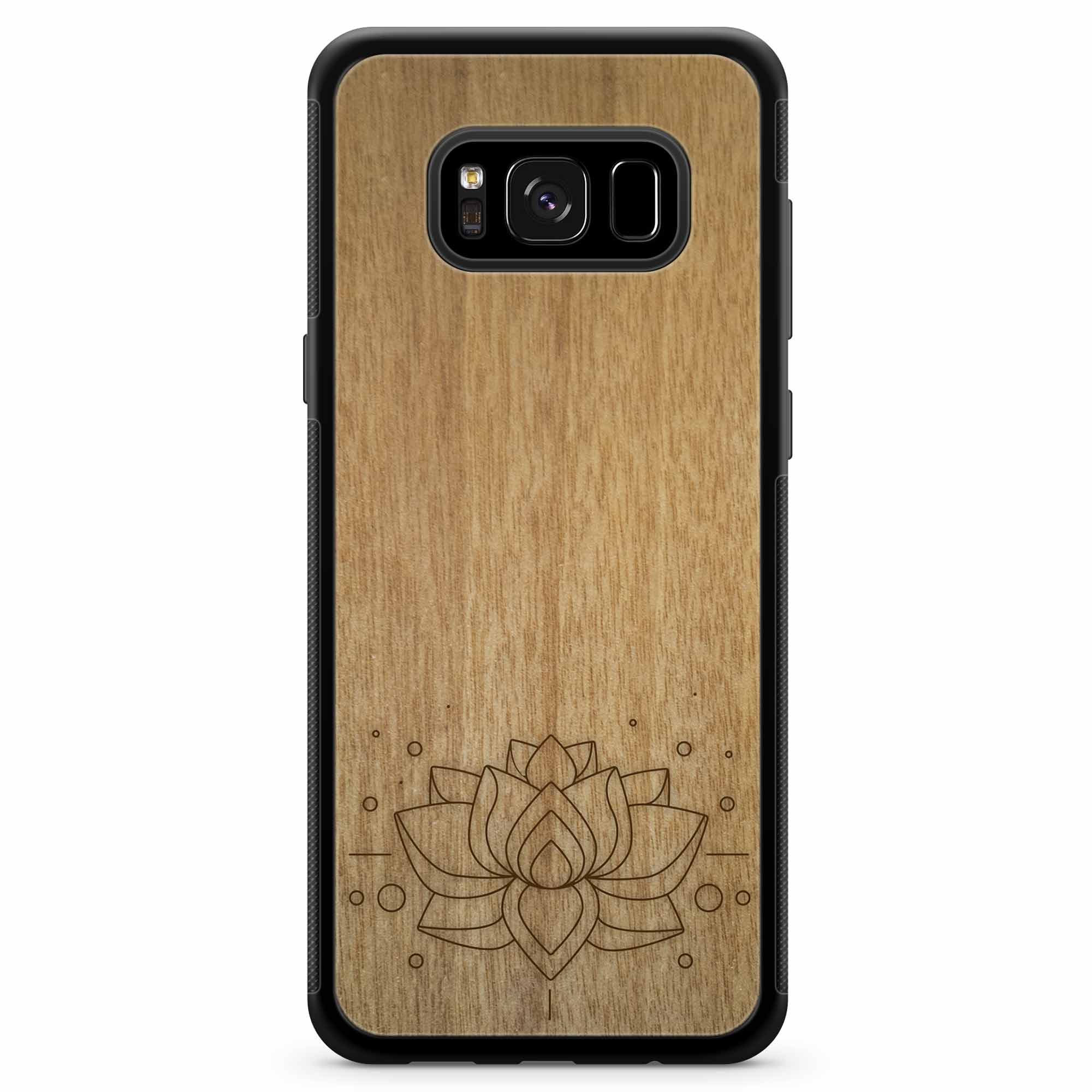 Engraved Lotus Samsung S8 Wood Phone Case