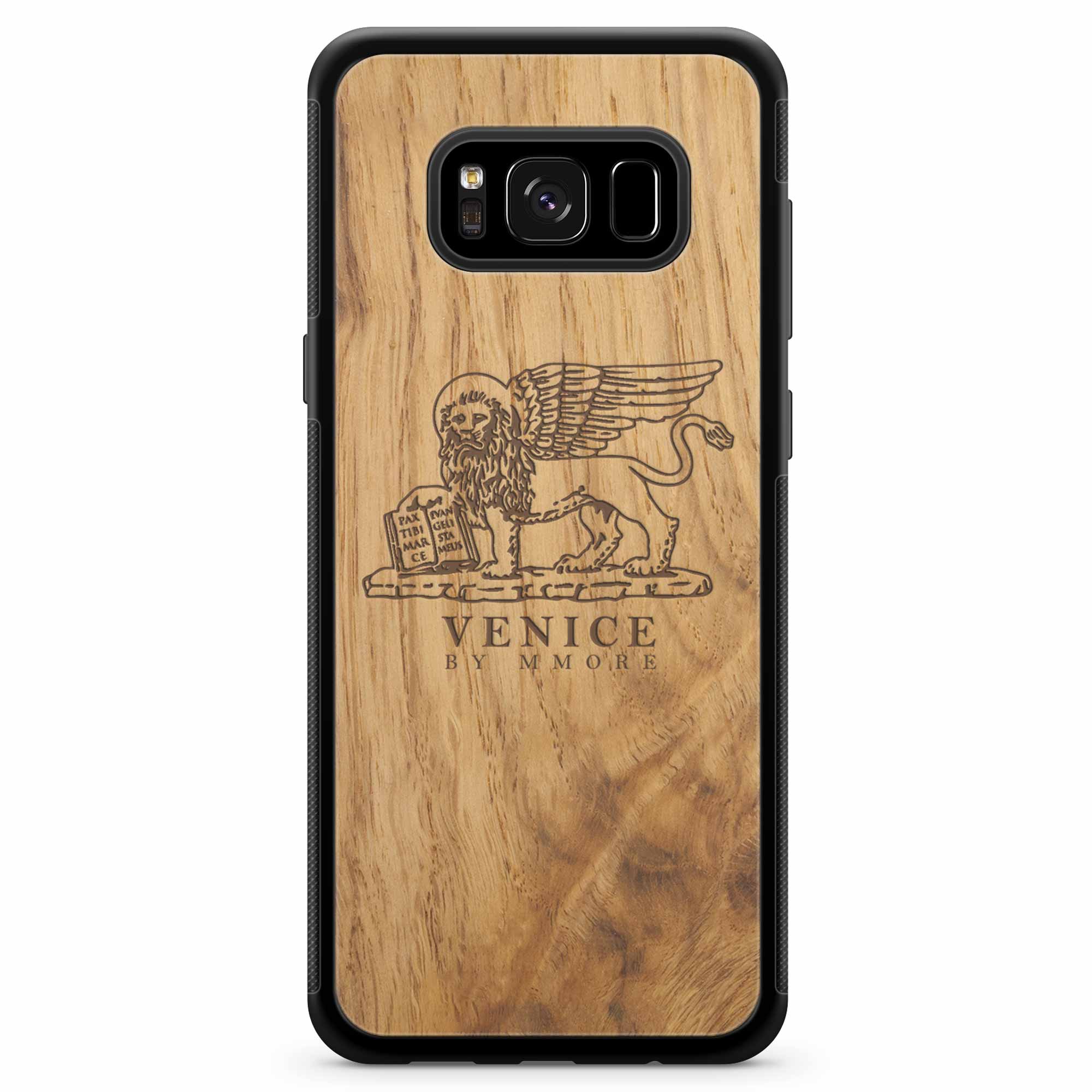 Custodia in legno antico per Samsung S8 con leone di Venezia
