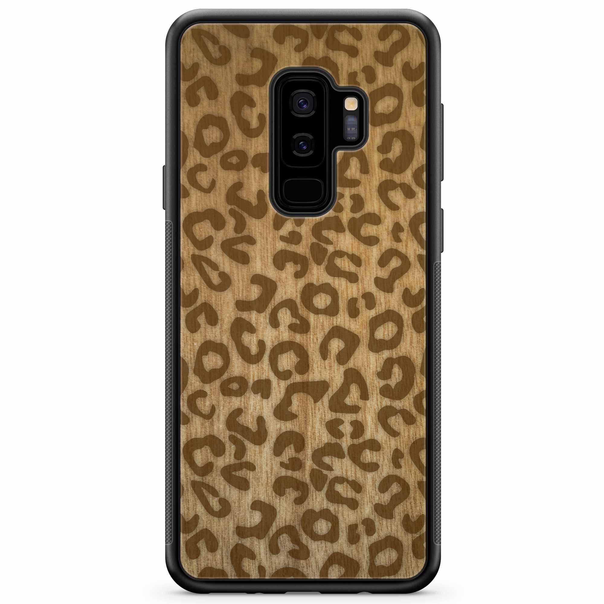 Samsung S9 Plus Holz Handyhülle mit Cheetah-Print