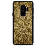 Custodia in legno per telefono Samsung S9 Plus maschera tribale