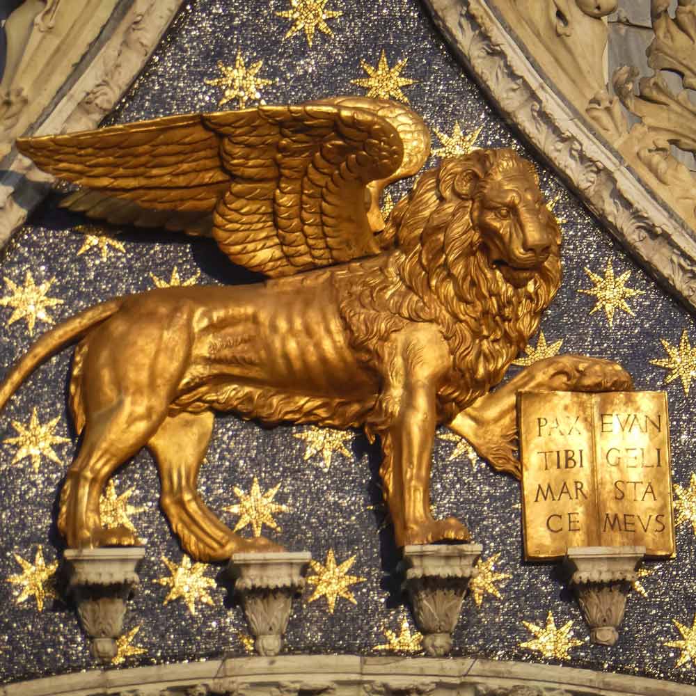 El león en Venecia aquí se inspiró el diseño del grabado