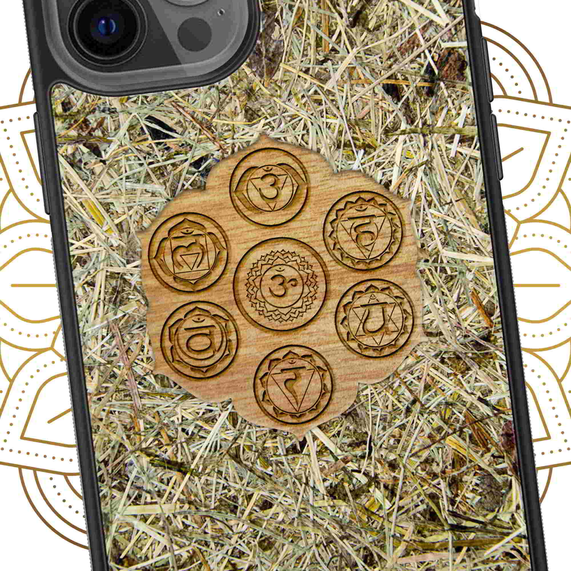 Alpine Hay with All Seven Chakra Symbol Phone Case