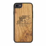 Custodia ecologica in legno di leone di Venezia per iPhone SE
