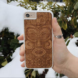 Tribal mask White phone case in hands