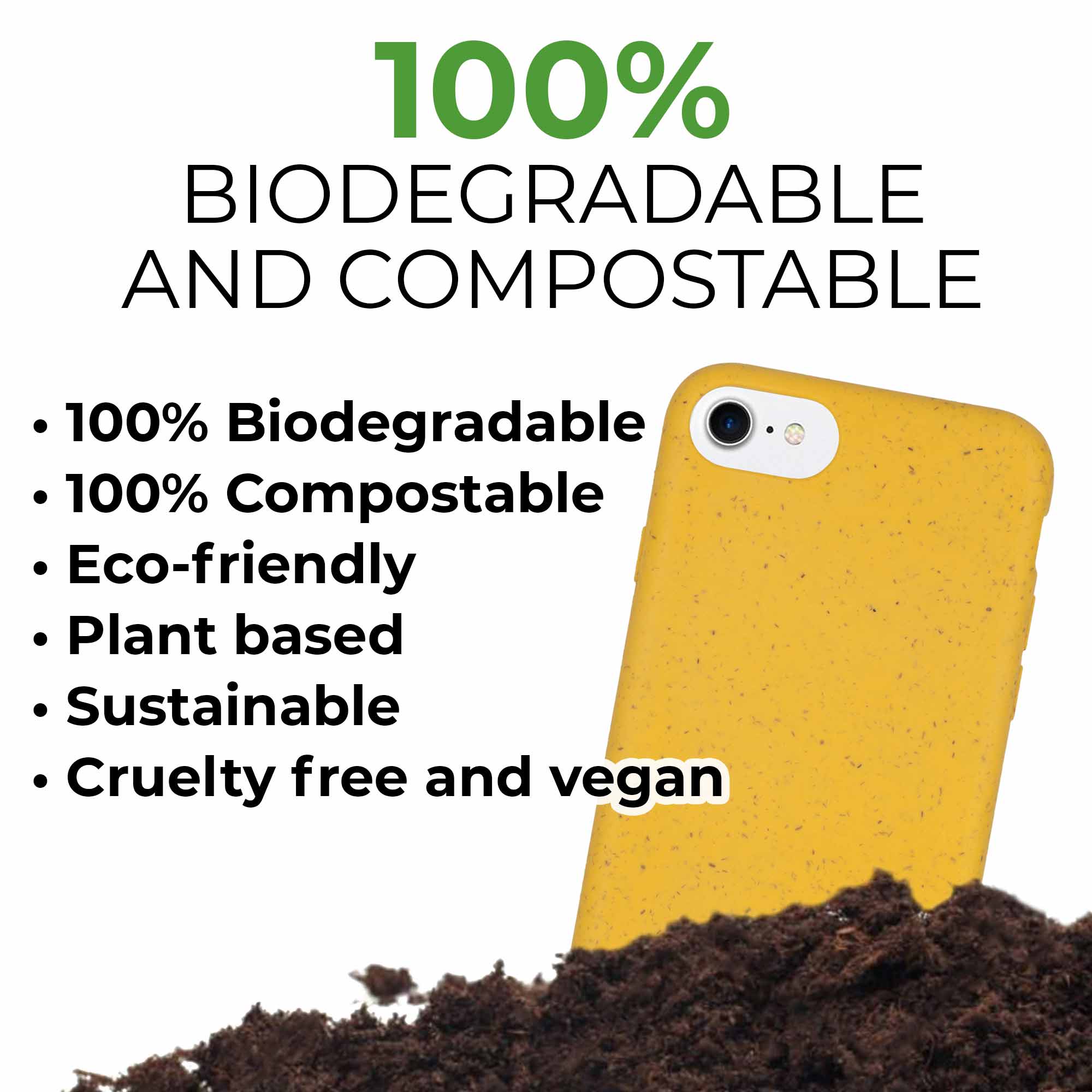 Caja de teléfono compostable amarilla ecológica