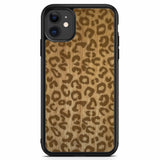 Custodia per telefono in legno con stampa ghepardo per iPhone 11