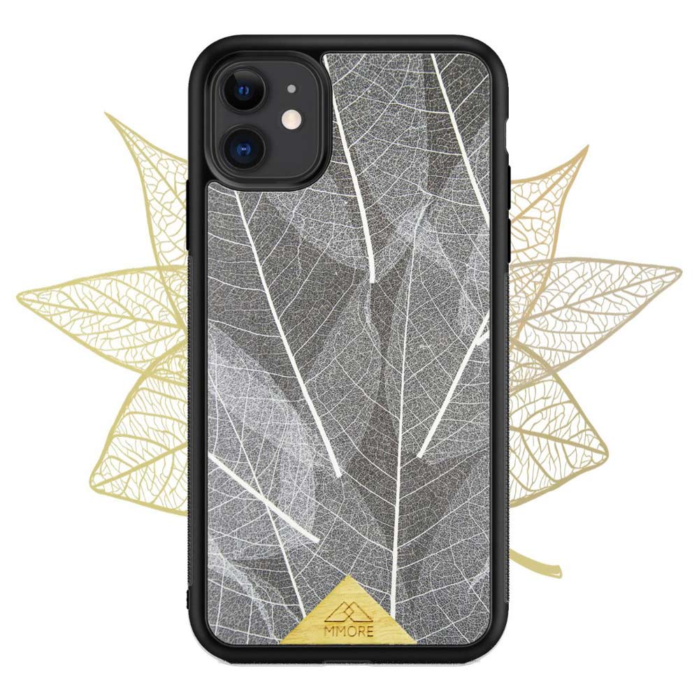 iPhone 11 Black Phone Case Skeleton Leaves