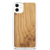Étui de téléphone blanc en bois avec lettrage de Venise pour iPhone 11