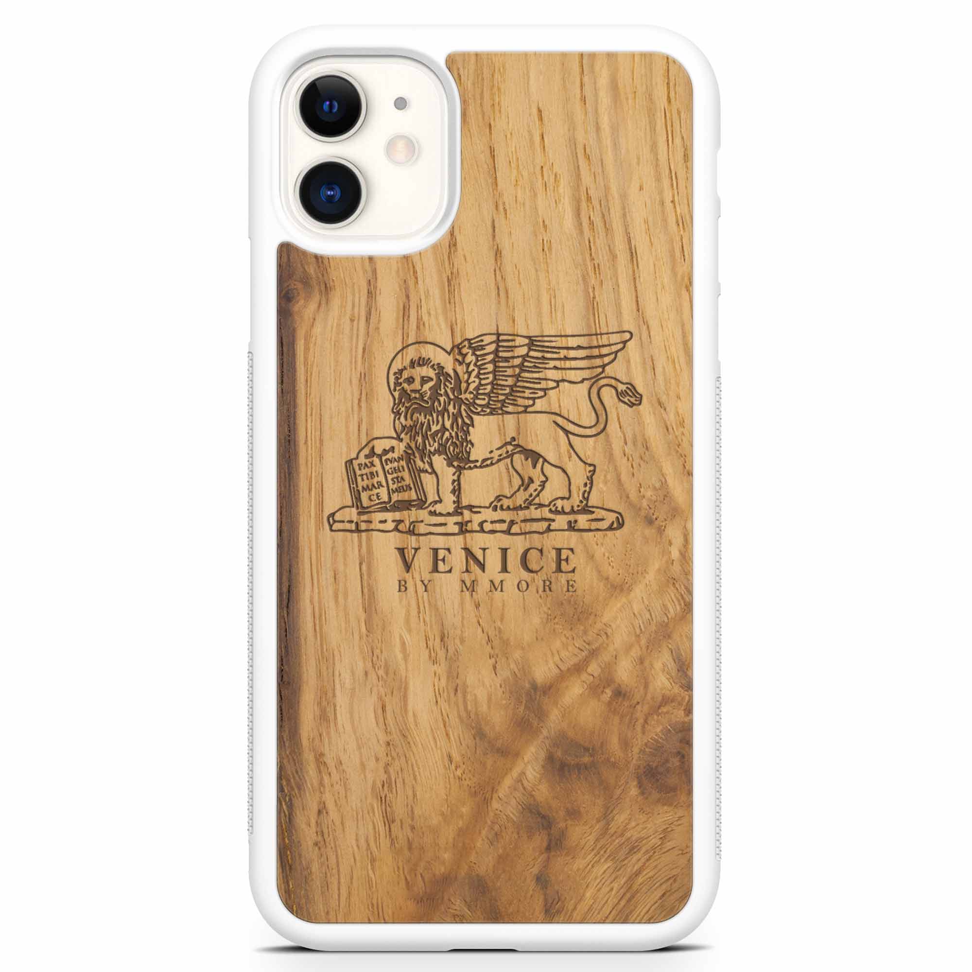 Carcasa de madera antigua para iPhone X XS Venice Lion