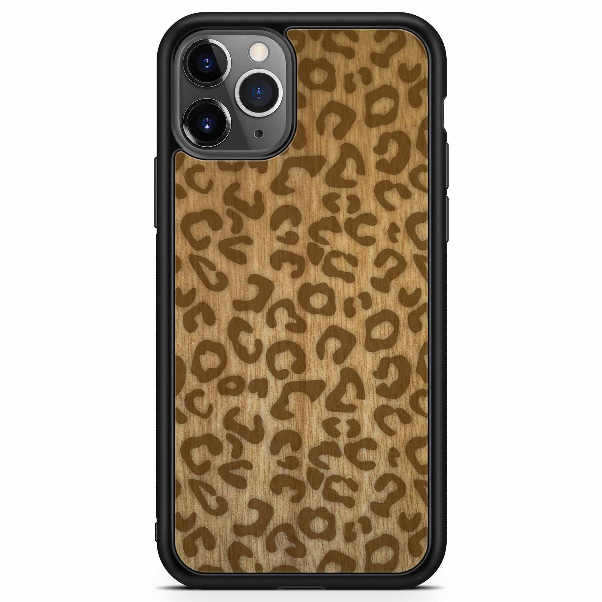 Custodia per telefono in legno con stampa ghepardo per iPhone 11 Pro Max