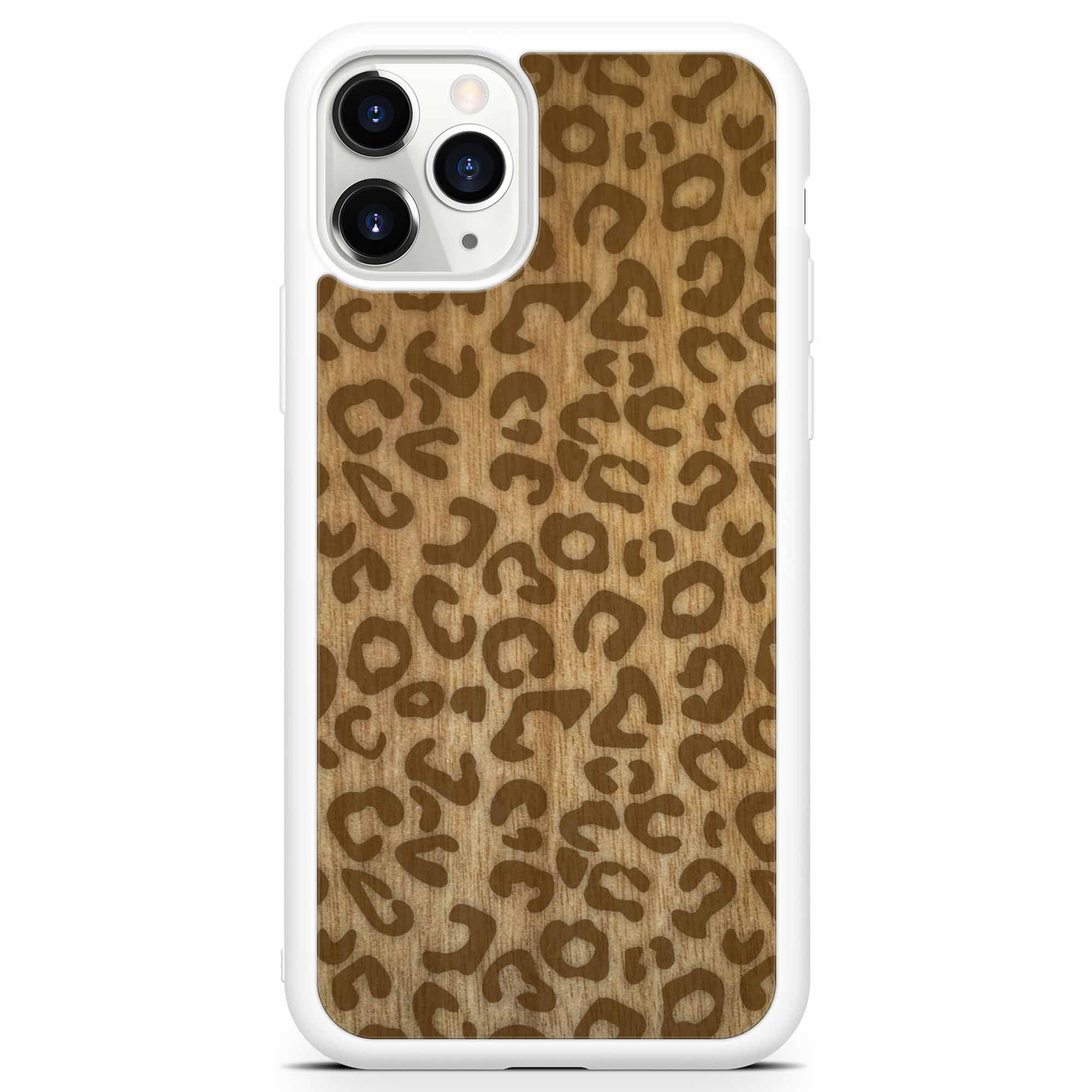iPhone 11 Pro Max Cheetah Print Wood White Phone Case