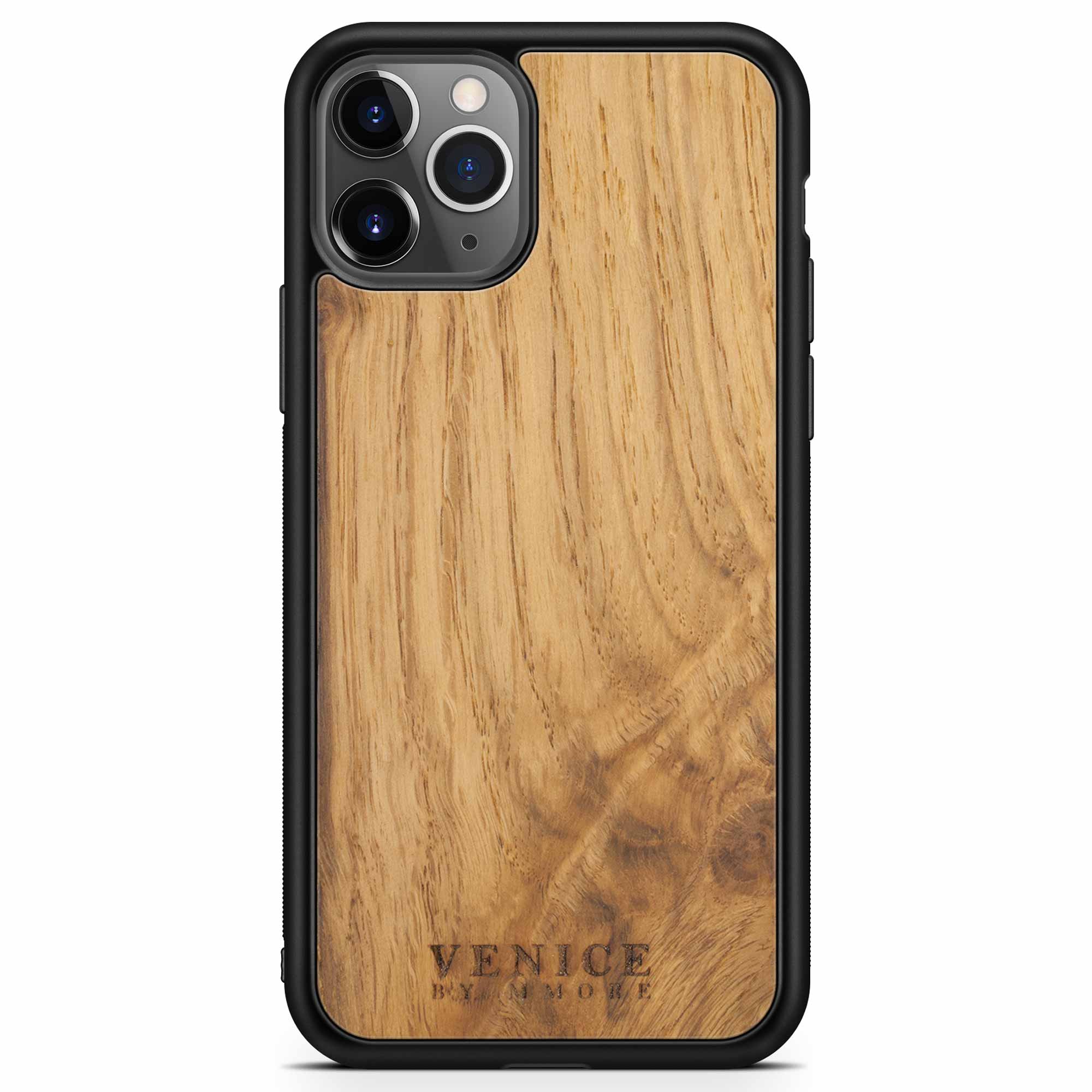 Carcasa de madera con letras venecianas para iPhone 11 Pro Max
