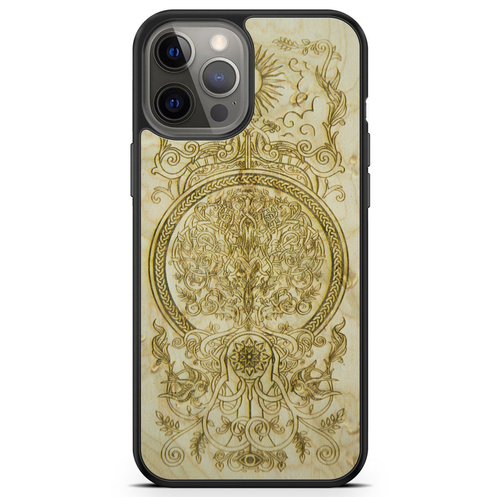 iPhone 12 Pro Max Wooden Tree of Life Phone Case Main image