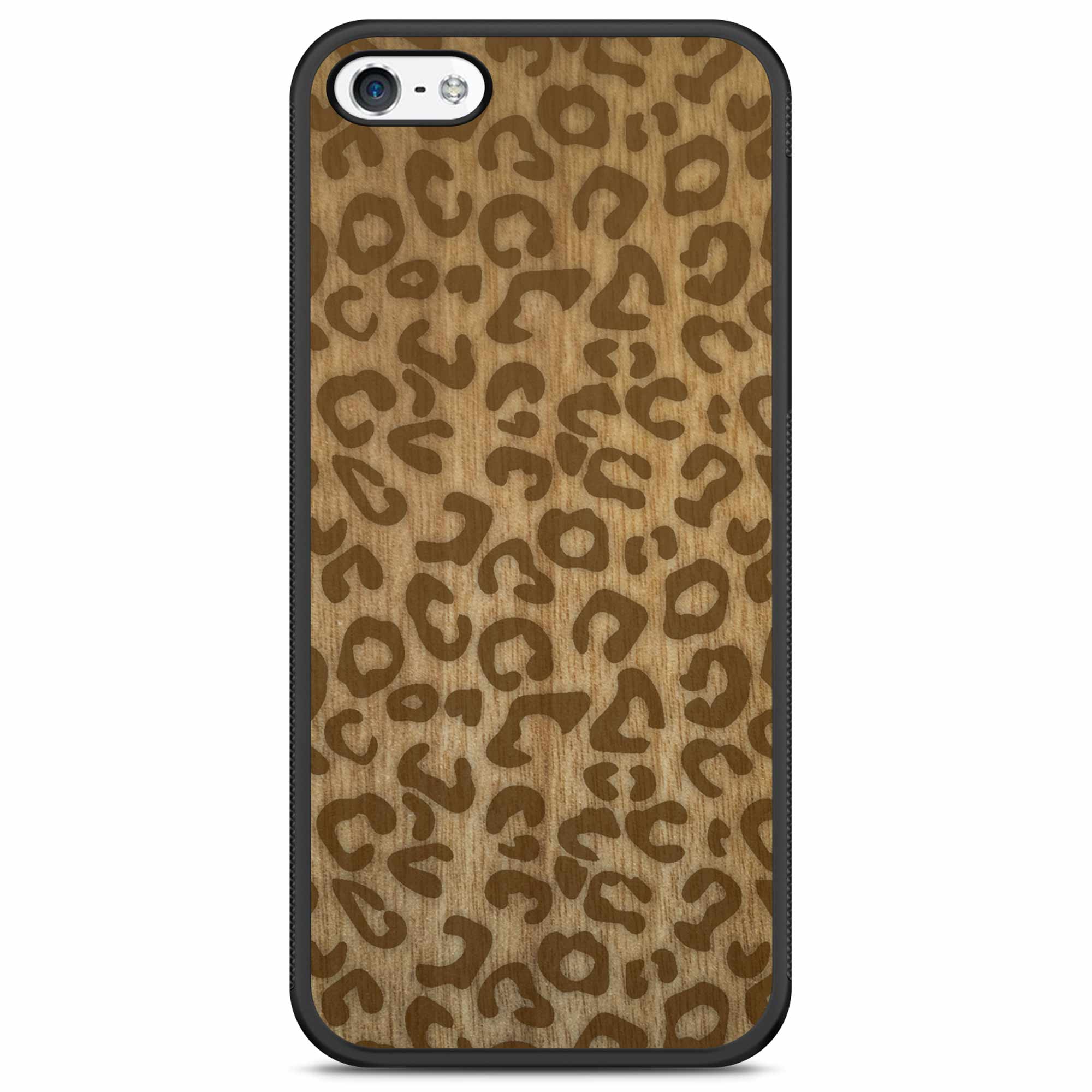 Funda para teléfono de madera con estampado de guepardo para iPhone 5