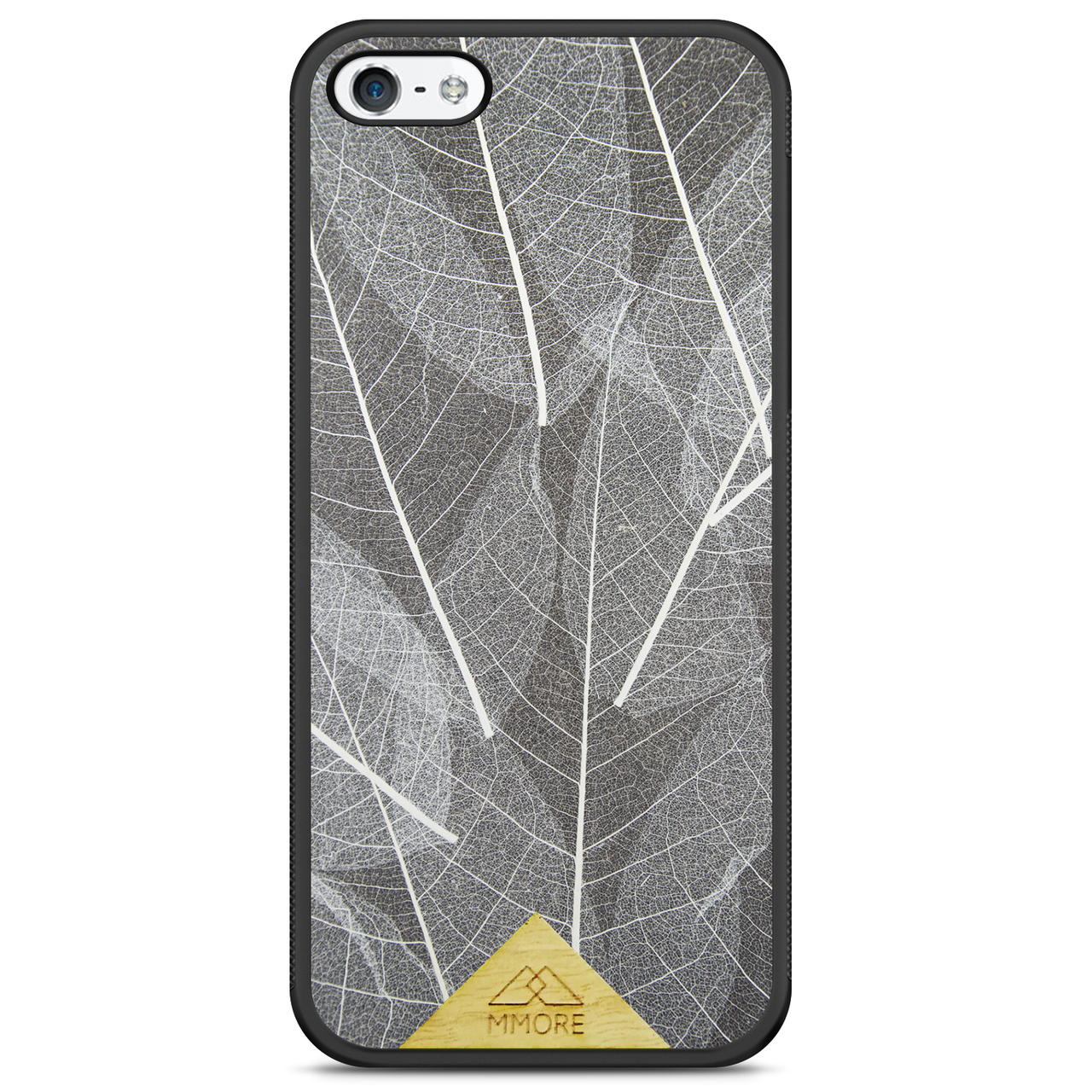 Funda para iPhone 5 con marco negro y hojas de esqueleto