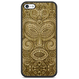 Coque de téléphone en bois avec masque tribal pour iPhone 5