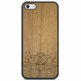 Étui de téléphone en bois de lotus gravé pour iPhone 5