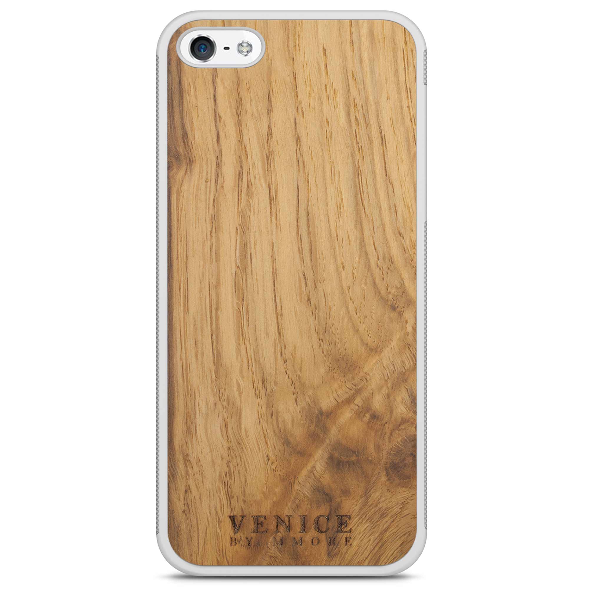 Étui de téléphone blanc en bois avec lettrage de Venise pour iPhone 5