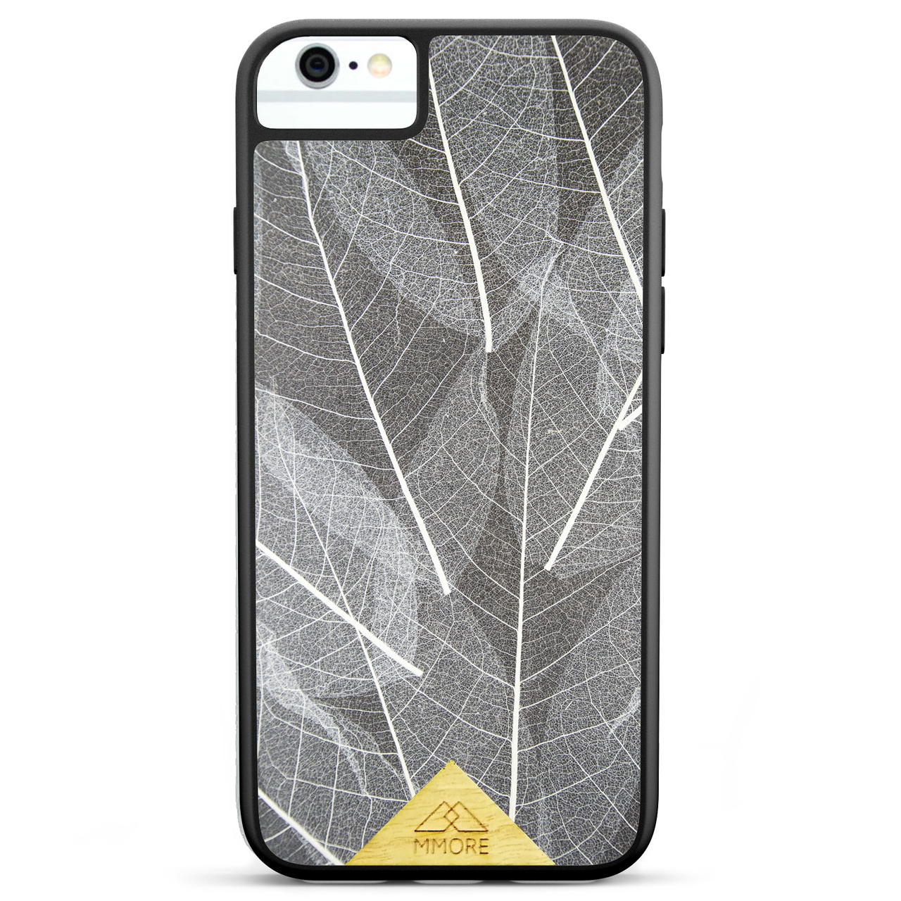 Funda para iPhone 6 con marco negro y hojas de esqueleto