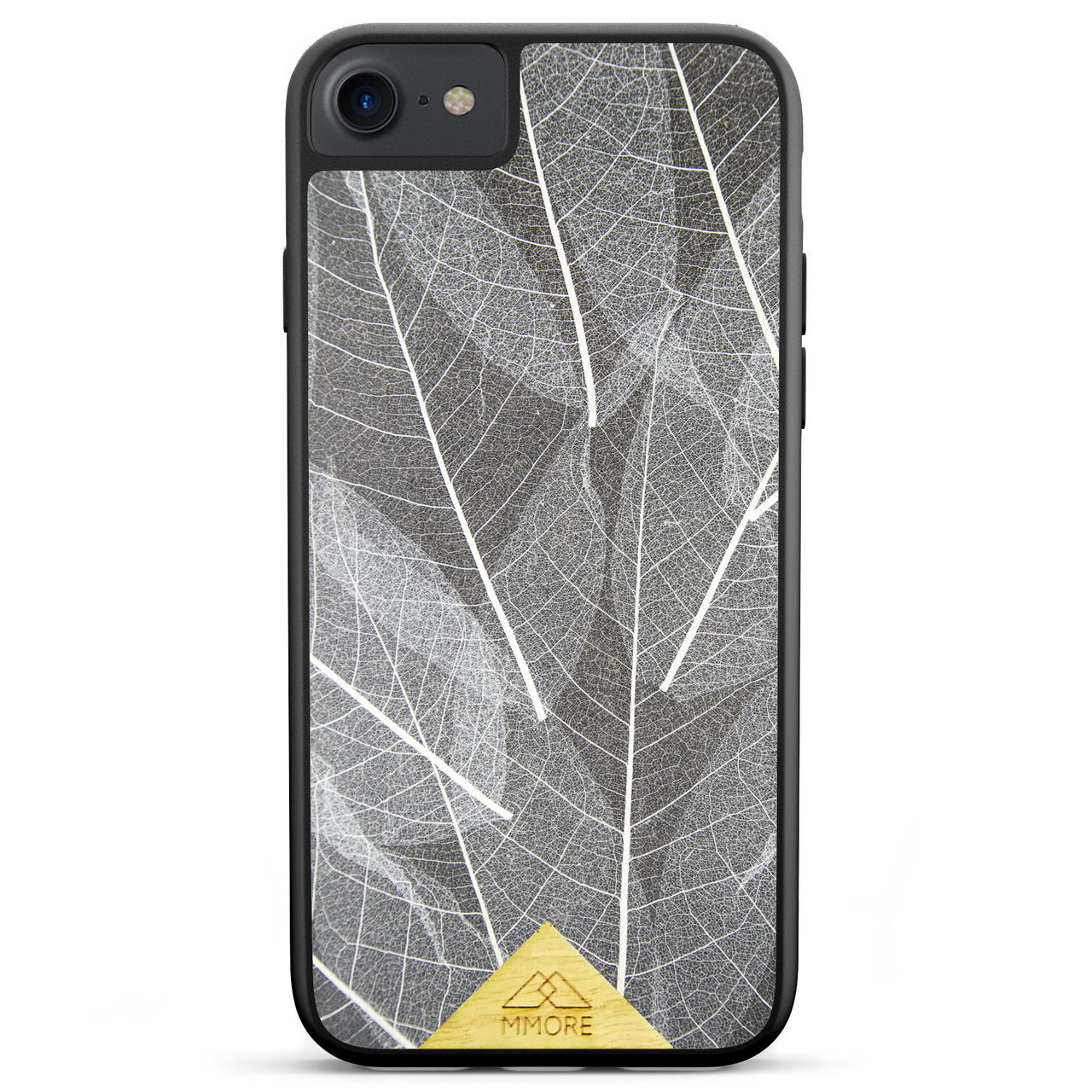 Funda para iPhone 7 con marco negro y hojas de esqueleto