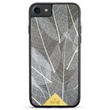 Funda para iPhone 7 con marco negro y hojas de esqueleto
