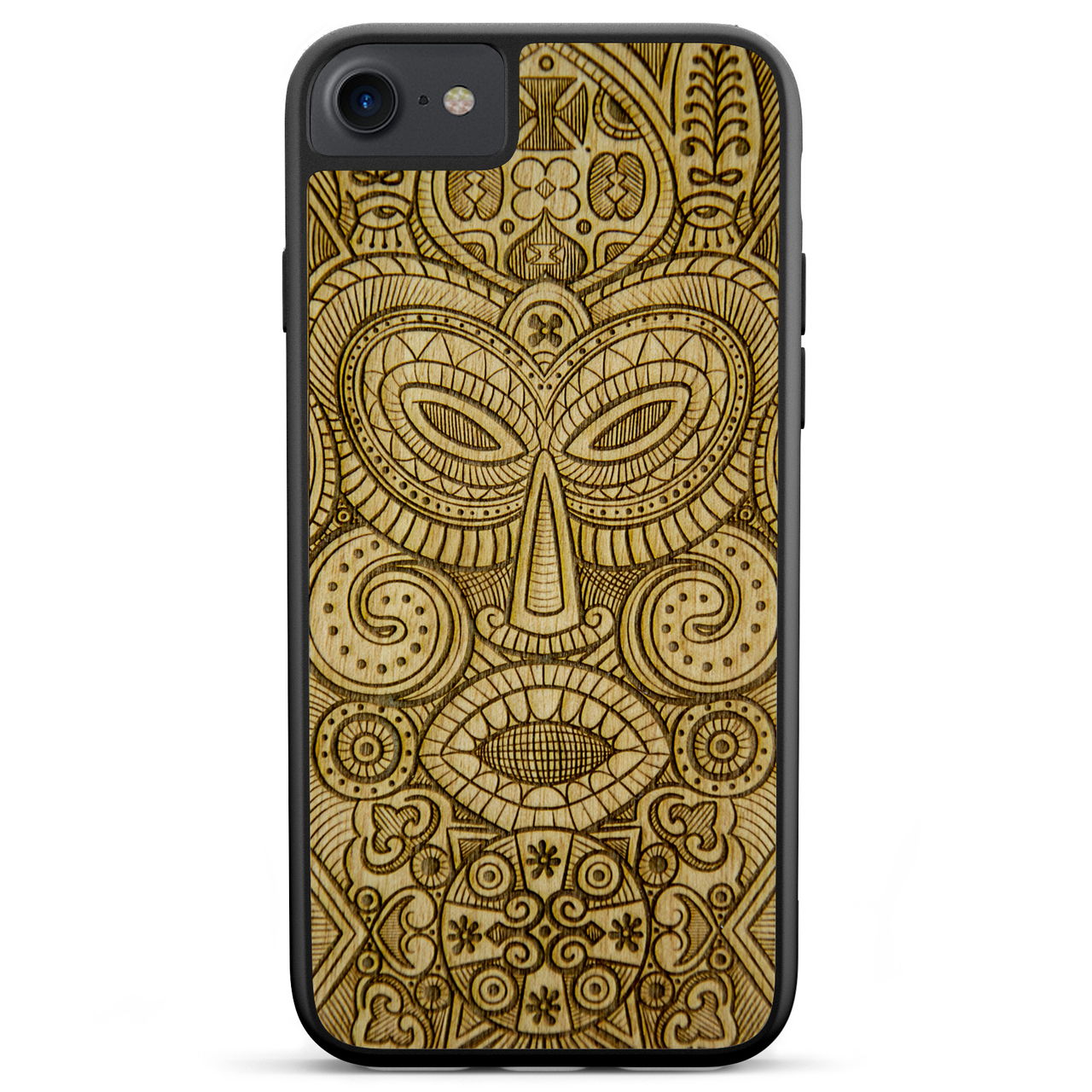 Carcasa de Madera con Máscara Tribal para iPhone 7