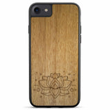 Étui de téléphone en bois de lotus gravé pour iPhone SE 2