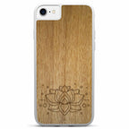 iPhone SE 2 Engraved Lotus Wood White Phone Case
