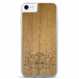 Custodia per telefono bianca in legno di loto inciso per iPhone SE 2