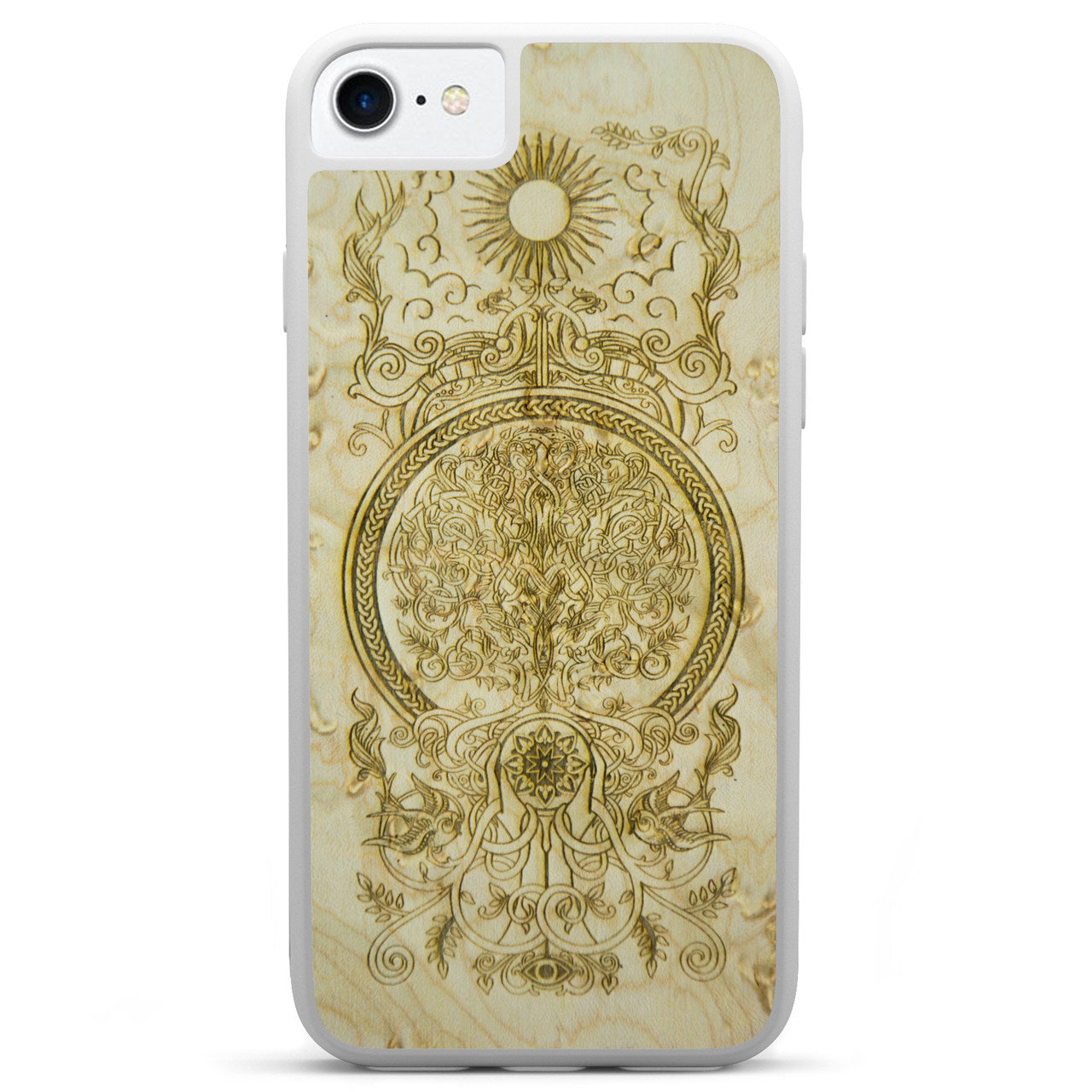iPhone 7 Wooden Tree of Life White Phone Case